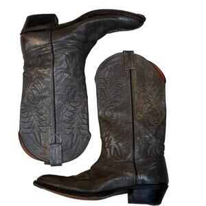 Nocona 43511 Gray Leather Cowboy Boots Men's 10.5 D Vintage Western USA Made